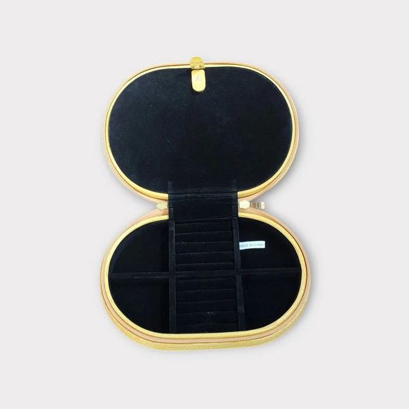 Moc Croc Medium Size Jewelry Case Yellow Zip Around Velvet Lined - Picture 4 of 10